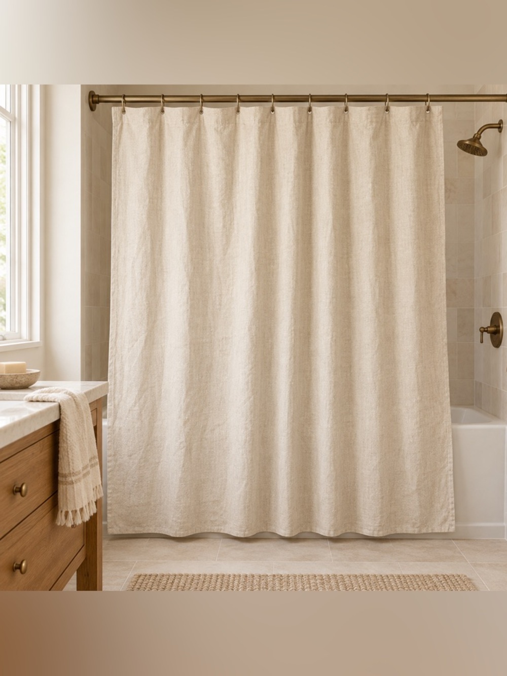 Casaluna Linen Blend Shower Curtain Natural Beige 72x72 Neutral Organic